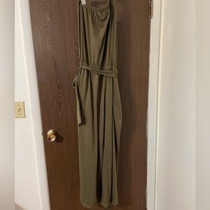 Strapless army green jumpsuit size large. NWT